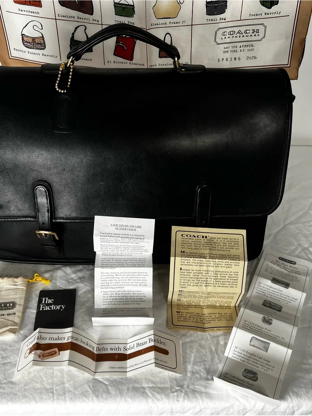 VTG Coach Black Leather Lexington Briefcase 8006 Made in USA with Paperwork